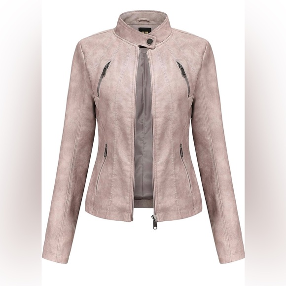 Faux Leather Cropped Jacket Women - Picture 1 of 4